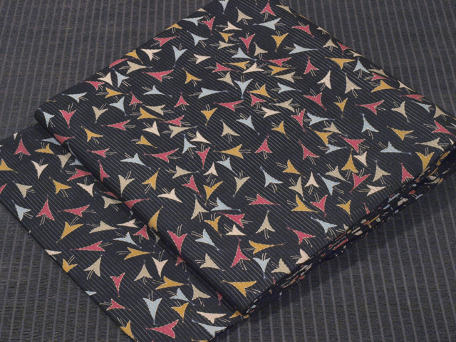 鳥文様 型染め 絽 名古屋帯