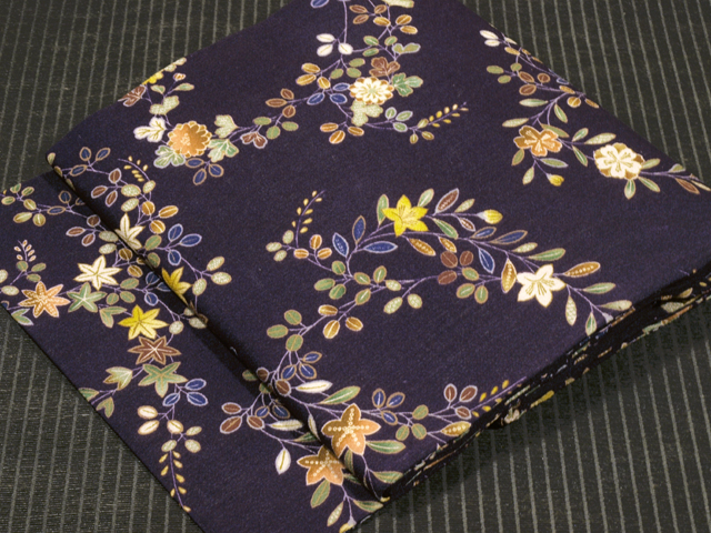 草花文様 型染め 名古屋帯