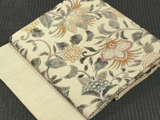 帯のアトリエ 花邑 hanamura 銀座 「立涌に唐草文様 和更紗 名古屋帯」