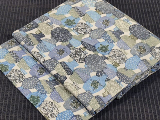 帯のアトリエ花邑 hanamura 銀座 「壺に流水と小紋文様 型染め 名古屋帯」