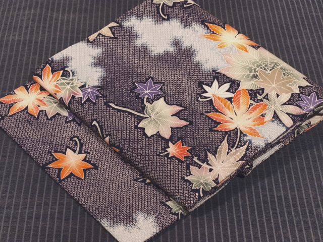 帯のアトリエ花邑 hanamura 銀座店 「鹿の子に楓文様 型染め 名古屋帯」