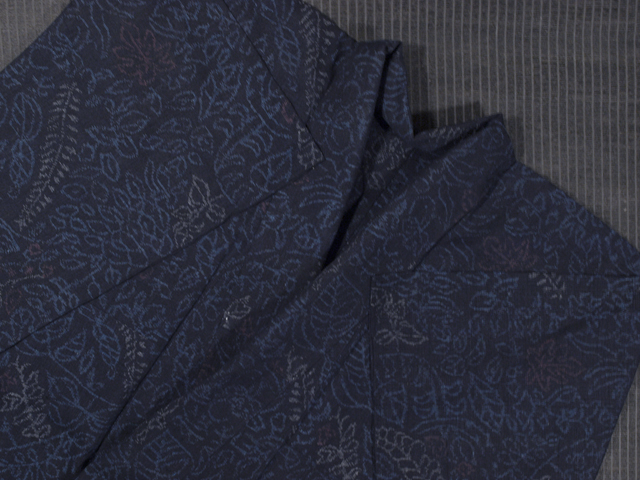 木の葉文様 結城縮 単衣