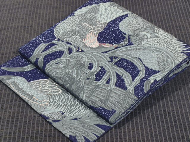 帯のアトリエ花邑 hanamura 銀座 「鶏文様 型染めに手刺繍 名古屋帯」