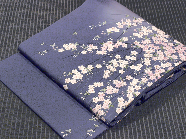 桜の絵図 手描き染め 塩瀬 名古屋帯