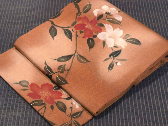 山桜文様 型染め 名古屋帯