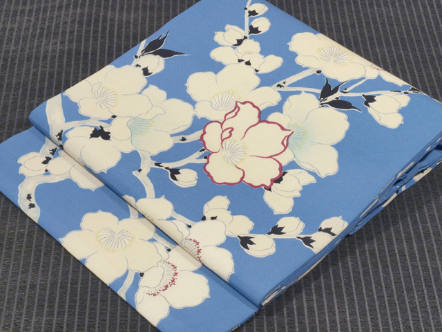 木瓜（ぼけ）文様 型染め 名古屋帯