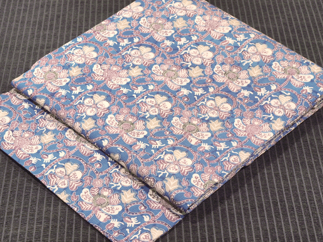 唐花草文様 型染め 名古屋帯