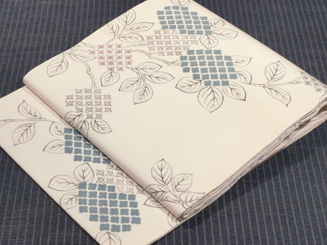紫陽花文様 型染め 名古屋帯
